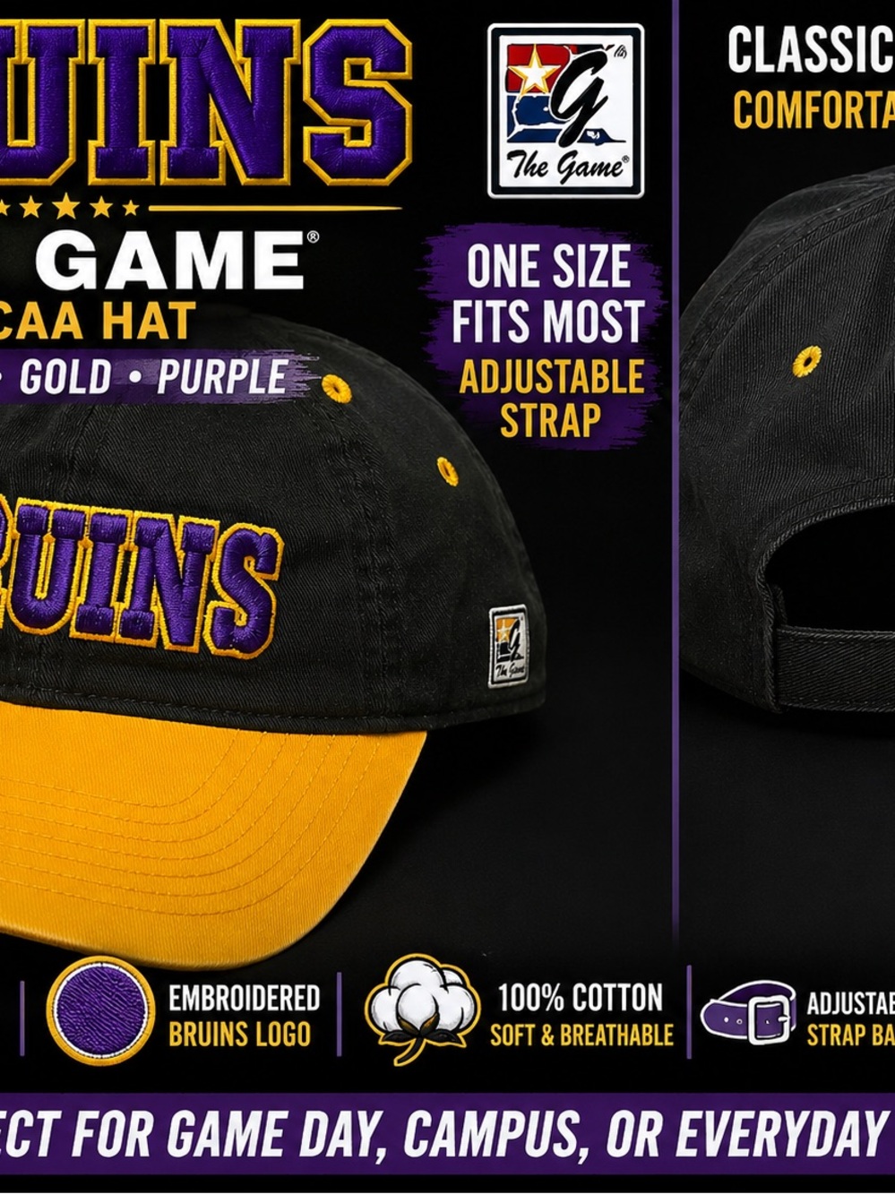 The Game Black & Gold Bruins Embroidered Baseball Cap